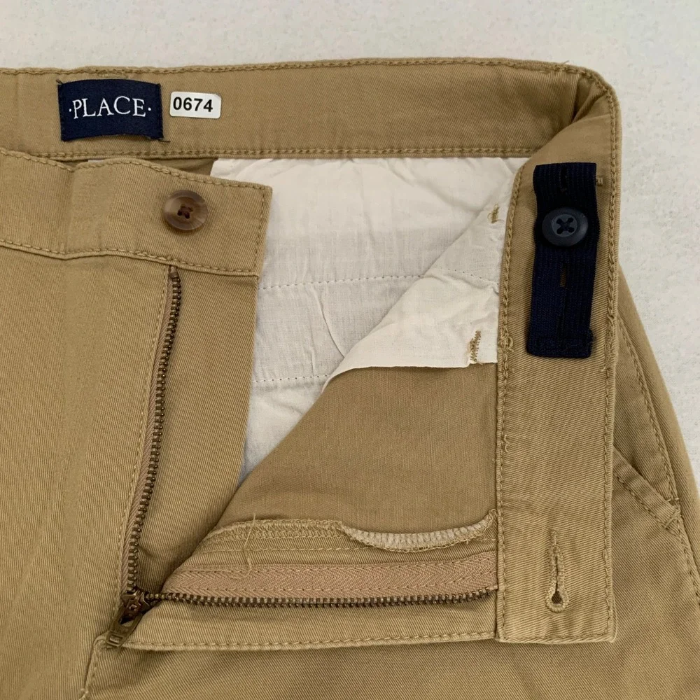 2-Pack The Children's Place Chino Pants BIG BOY Uniform 16 Tan Khaki Adjustable